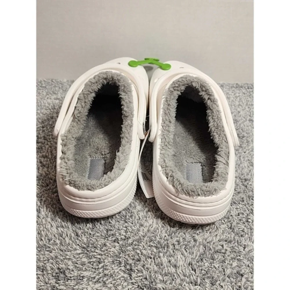 Crocs Baya Lined Clogs White Size Women's 12 Men's 10 Slip on Faux Fur Fuzzy NEW